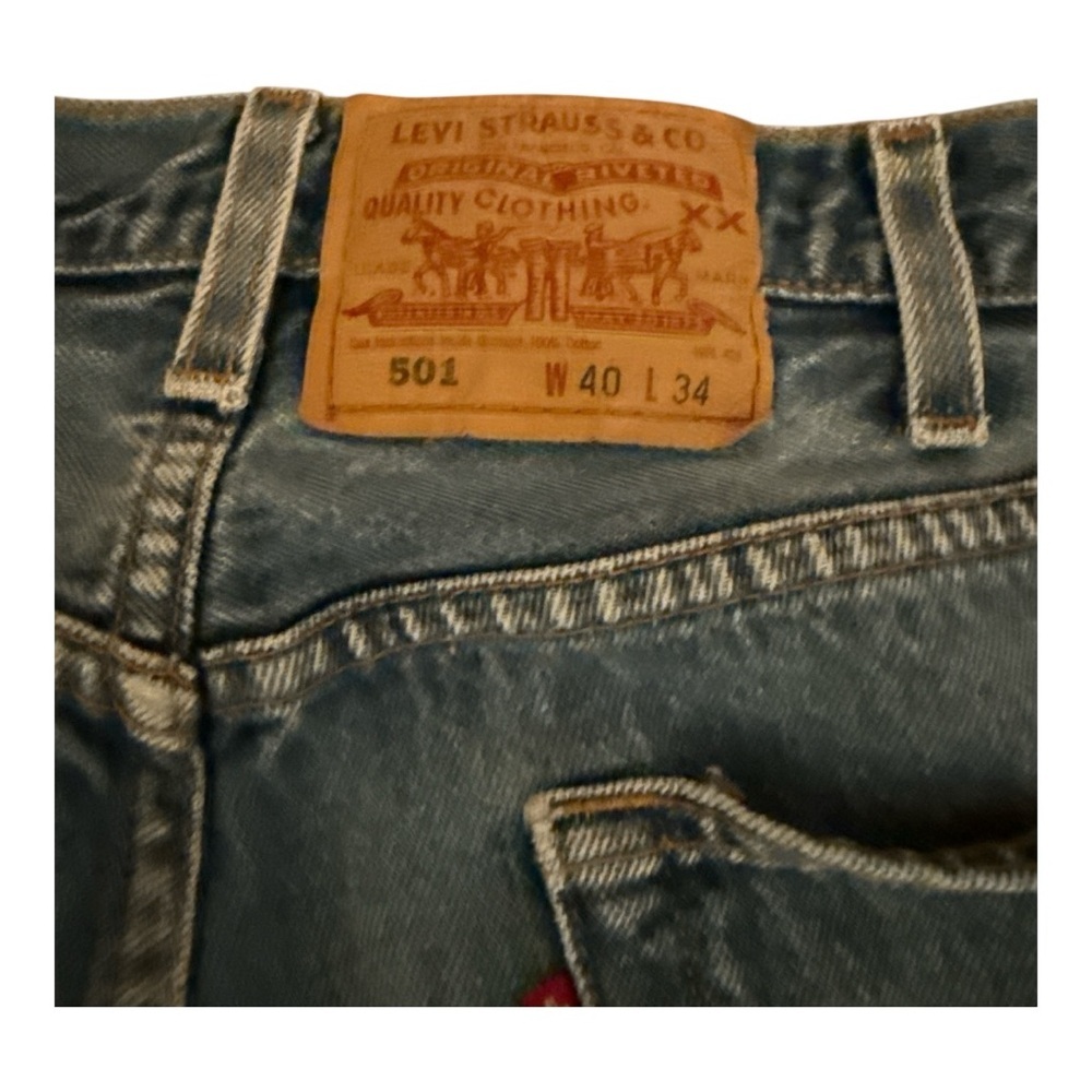Levi's 501’s  Blue Straight Jeans Classic Denim Vintage 40x28 - Picture 4 of 6